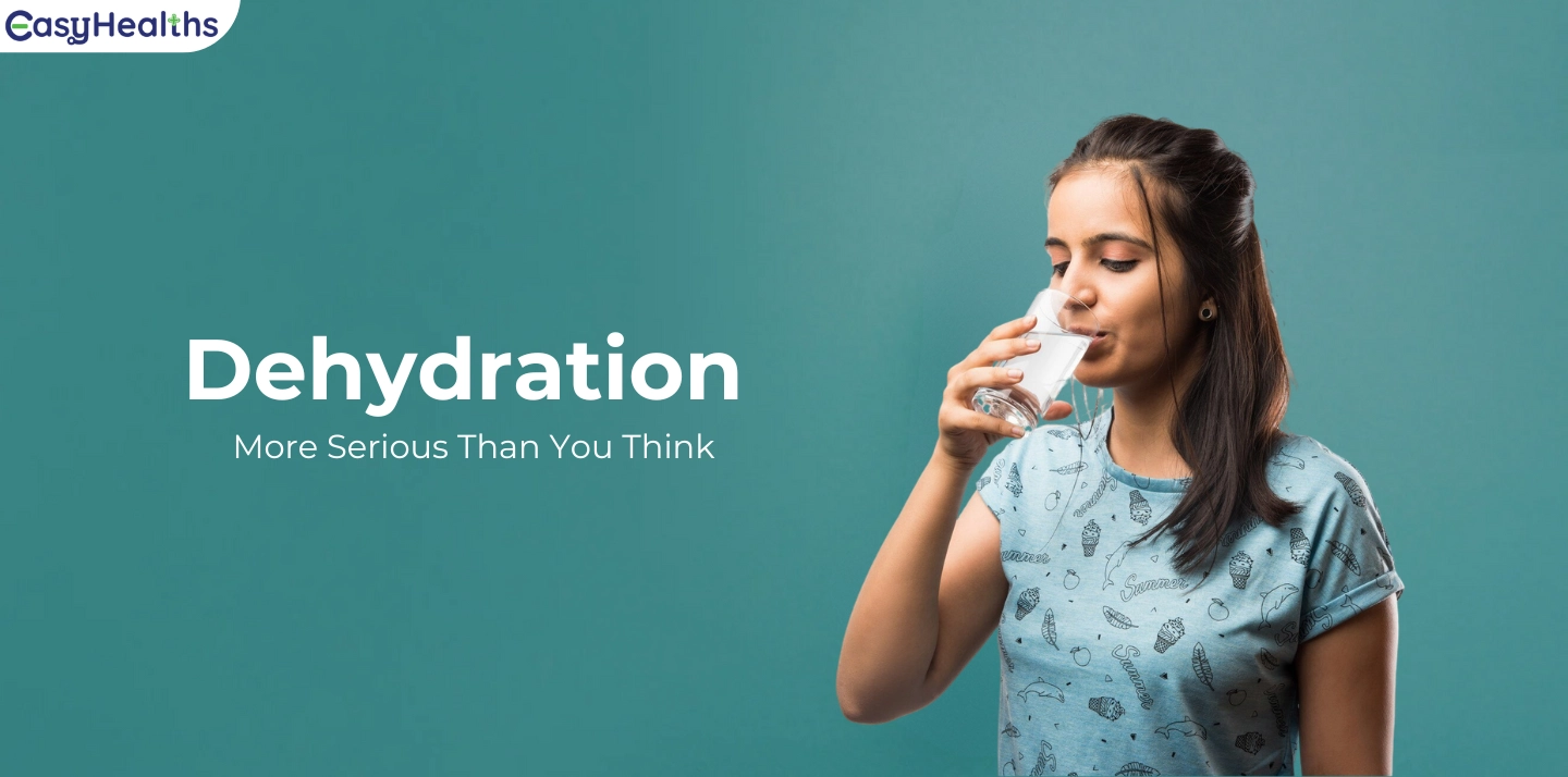 Thirsty woman replenishing fluids with water, highlighting the seriousness of dehydration.